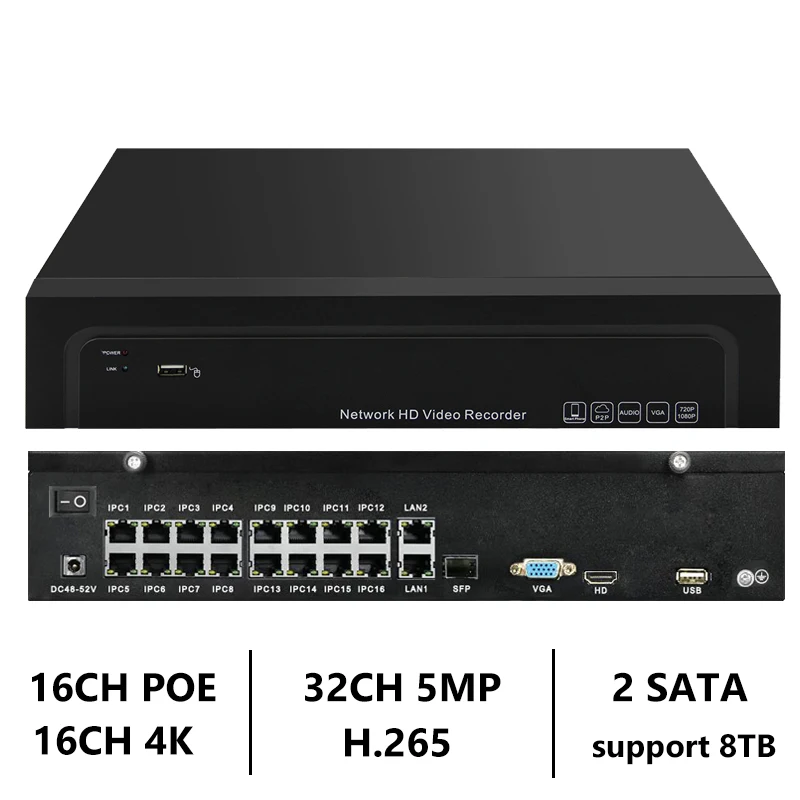  32CH 5.0MP 16CH 4K POE NVR H.265/H.264 ONVIF UHD 4K NVR DVR Video Recorder IP Camera Surveillance S - 4.00001E+12