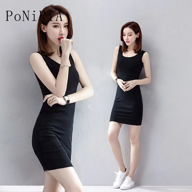 

New 91.2% Cotton S M L XL 2XL 3XL Korea Style Bottom Spring Summer large size Solid sleeveless women's Dress oversize female