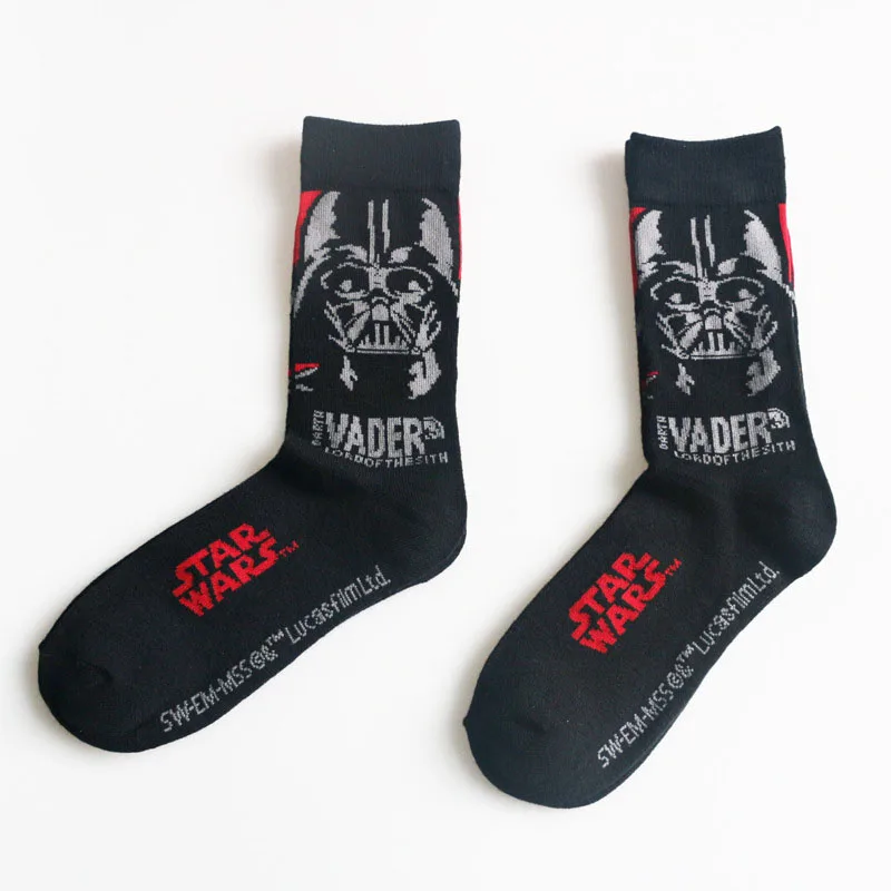 Носки с 3d принтом из фильма «Звездные войны» для женщин и мужчин, хлопковые носки с известными рисунками Черного Воина, забавные винтажные носки на осень и зиму