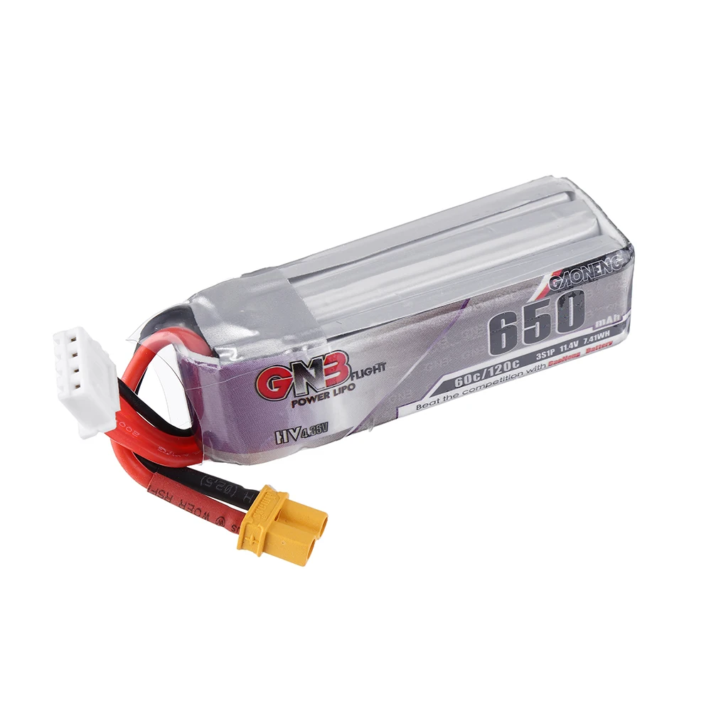 4 шт. Gaoneng 11,4 V 650mAh 60C 3S HV 4,35 V Lipo батарея XT30 для RC квадрокоптера Happymodel FPV Racing Cine Whoop BetaFPV Дрон