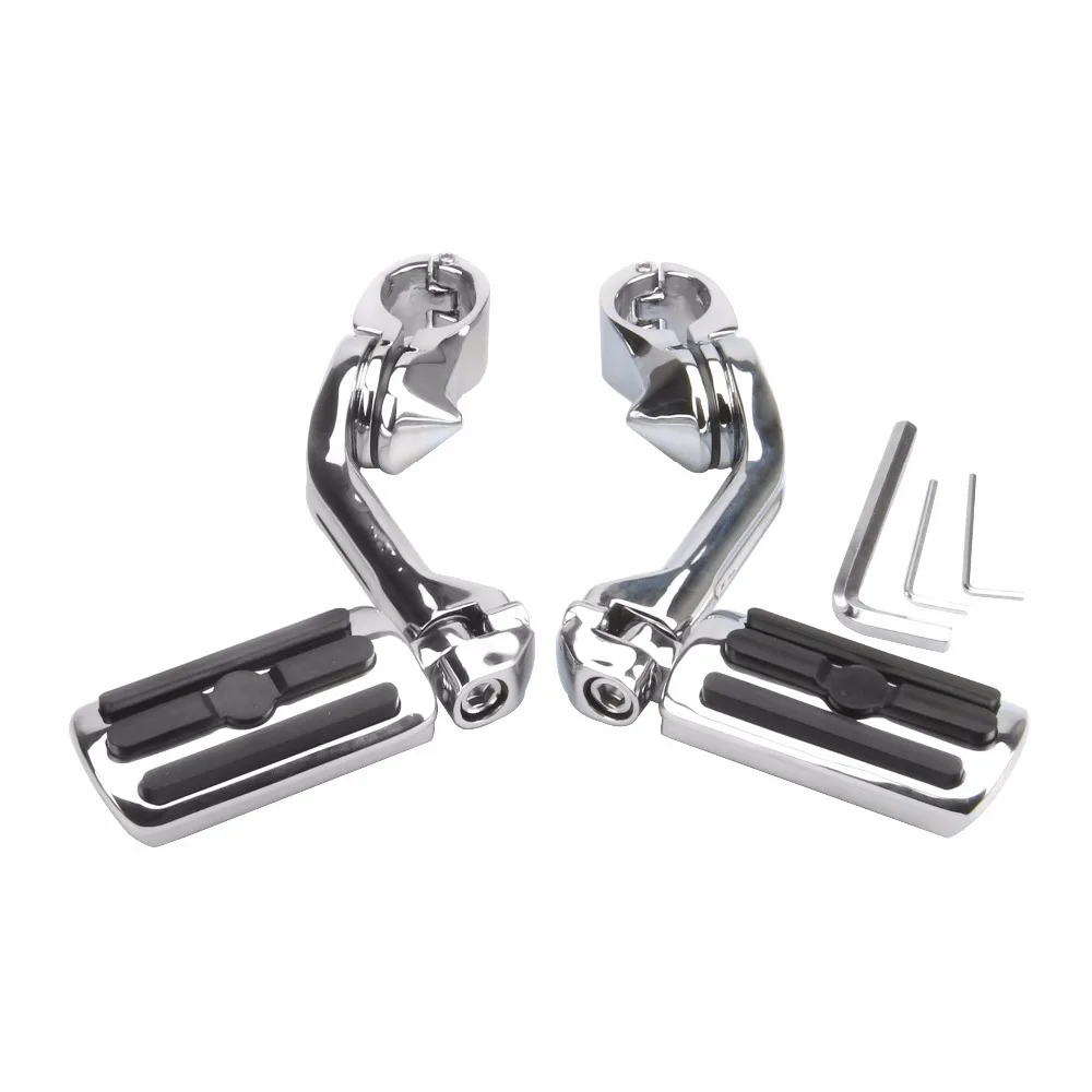 Motorcycle Parts Chrome Black 1.25" 3.2cm Adjustable Highway Foot Pegs