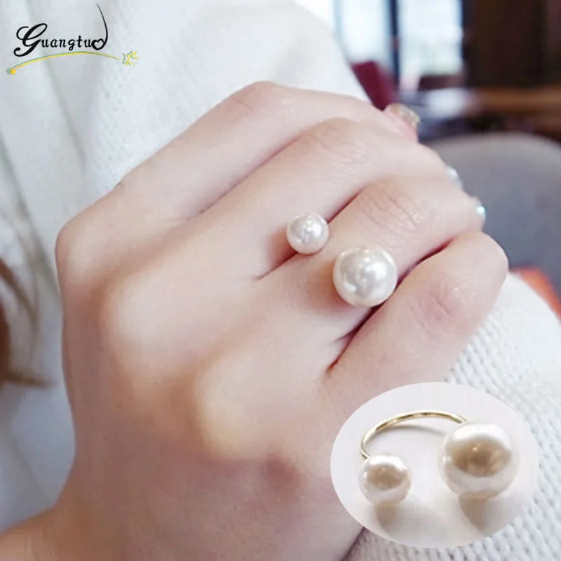 Classic Simulated Pearls Rings For Women Wedding & Engagement Adjustable Anillos Finger Ring engagement rings wedding rings finger rings pearl finger ring