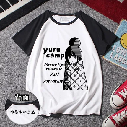 Новинка; футболка для косплея из аниме «Yuru Camp»; футболка Shima Rin; летние хлопковые футболки с короткими рукавами - Цвет: 02