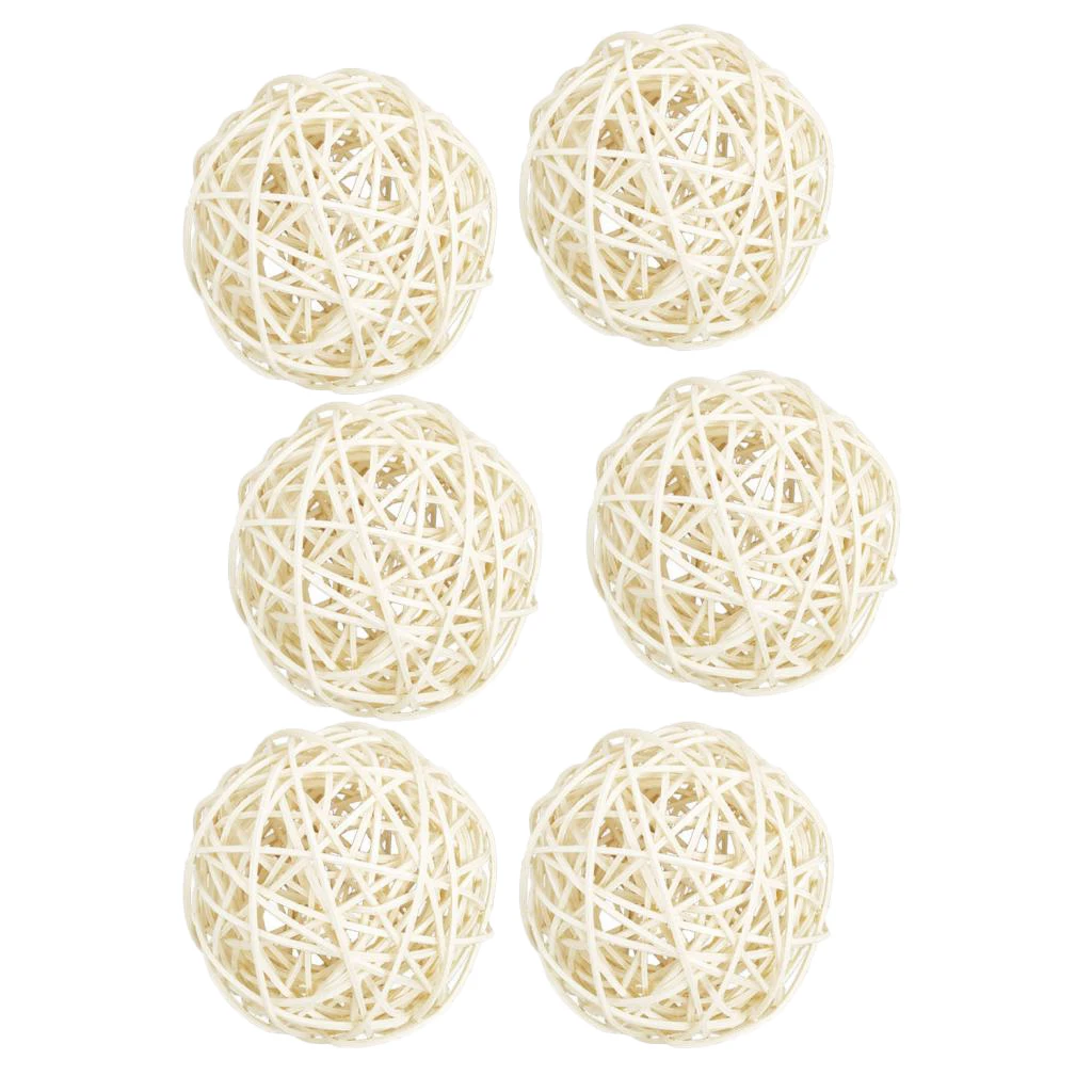 6Pcs Wicker Rattan Ball Home Garden Lighting Hanging Ornaments Rustic Vintage Birthday Nursery Lights Cover Decoration