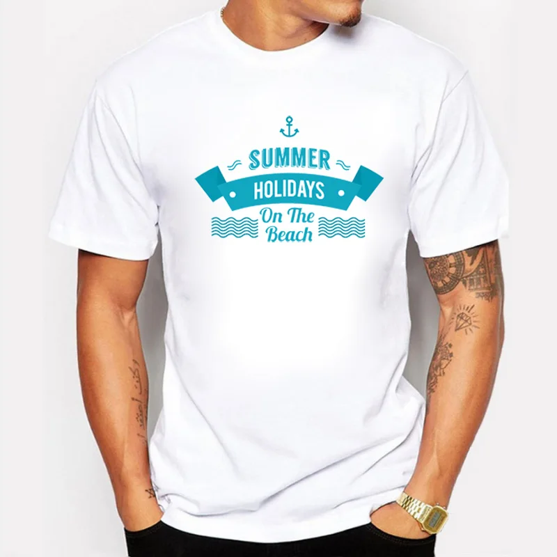 

Summer Holiday On the Beach Design Man T Shirt Short Sleeve Cool Sunshine T-shirts White Fitness Rock Hiphop Rap Tee Shirt Homme