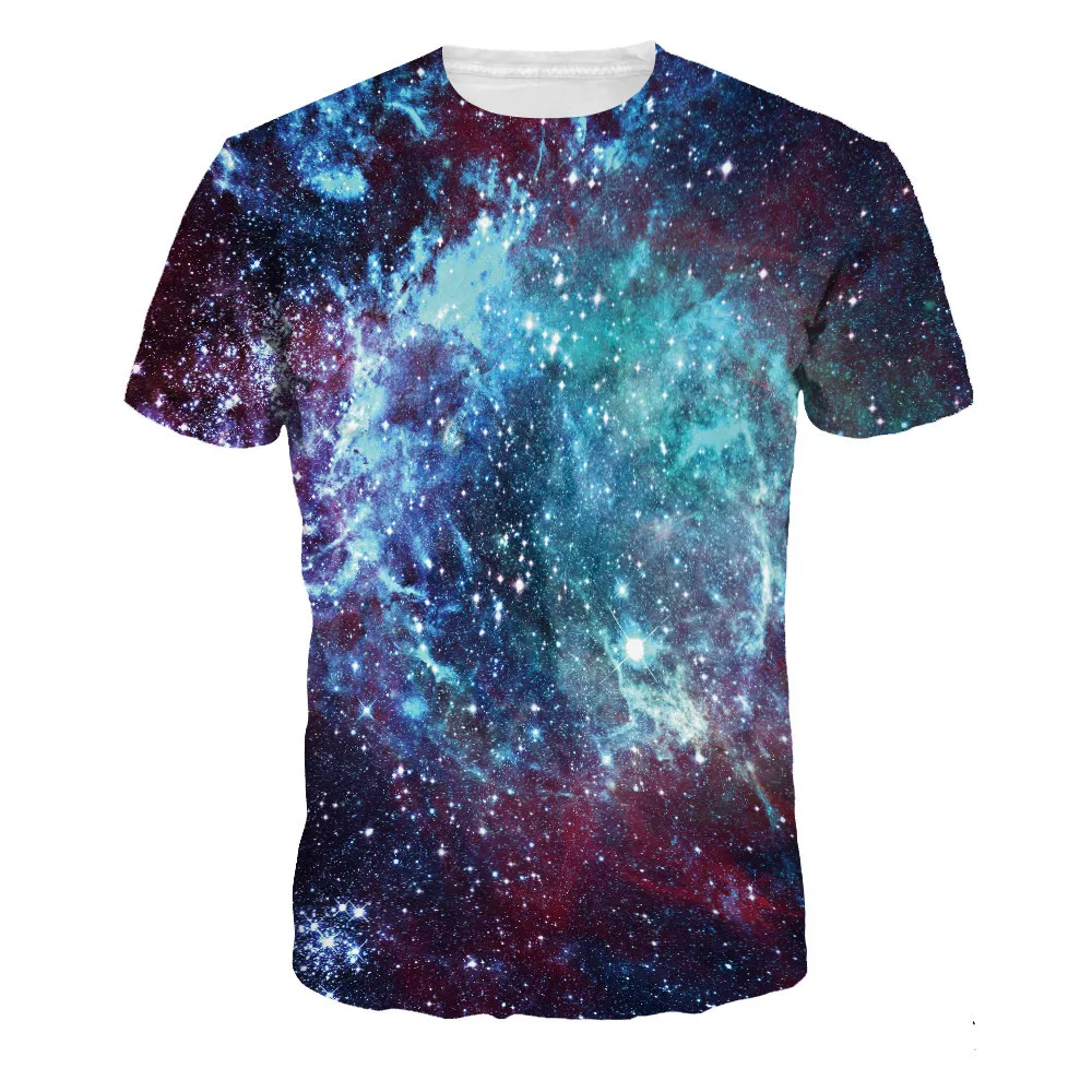 

New Fashion Women T Shirt Space Galaxy 3d T-shirts High Quality Summer Short Sleeve Tee Blue