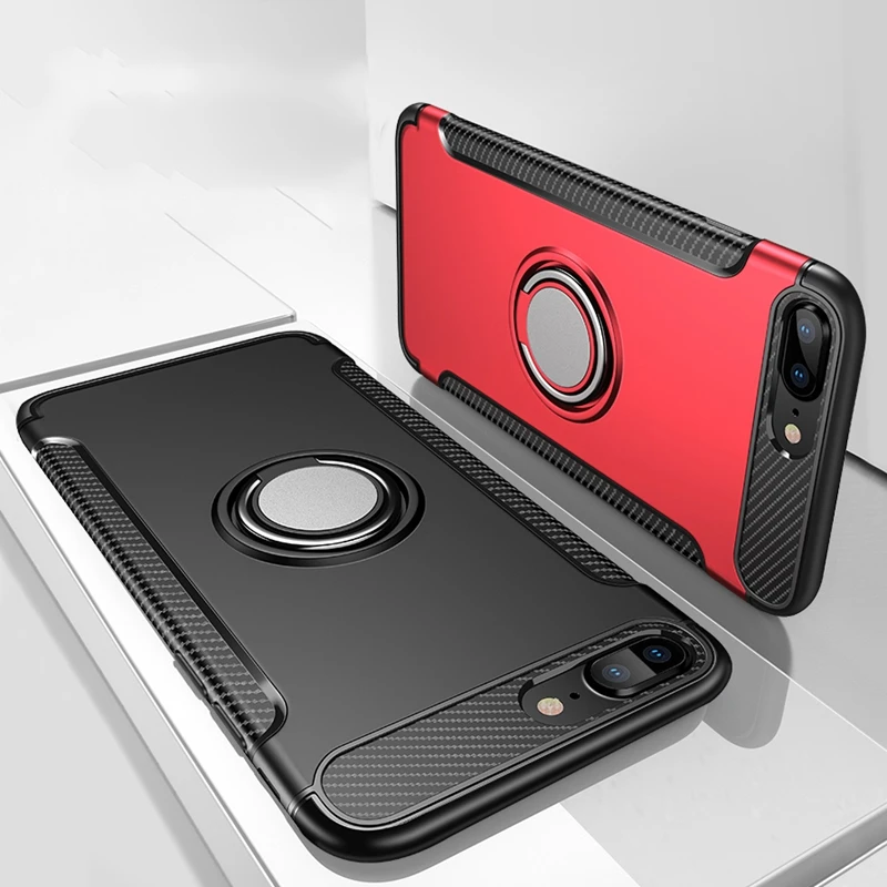 

PC+TPU Drop-Proof Soft Case for Samsung Galaxy S10 S8 S9 Plus S10e Note 8 9 S7 edge A6 J4 J6 J8 2018 Armor Cover Finger RING