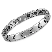Fashion Tungsten Couple Link Chain Bracelets Trendy Health Care Womens Mens Jewelry with Magnet Stone WS945