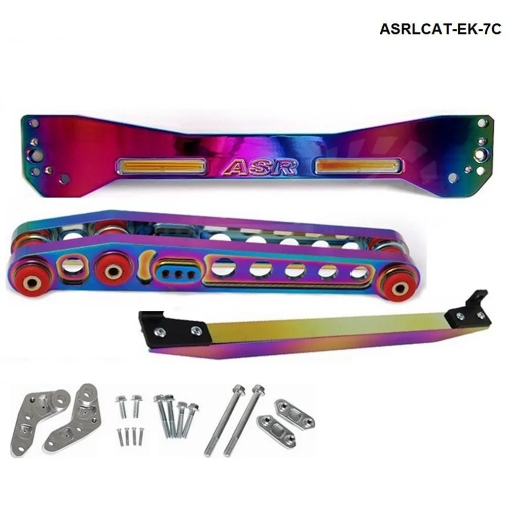 For 96-00 Honda Civic EK9 Rear Lower Racing Suspension Tie Bar Brace Neo Chrome For 96-00 Honda Civic EK9 Rear Lower Racing Suspension Tie Bar Brace Neo Chrome
