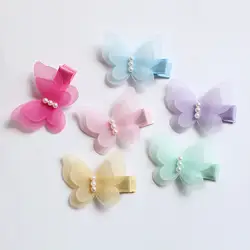 Бутик 30 шт/6C Модные Симпатичные марлевые шпильки в форме бабочки одноцветное мини заколки в виде бабочек принцессы аксессуары для волос