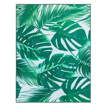 

European Nation Style Green Plants Rural Rectangle Glabrous Carpet Non-slip Washable Durable Area Rug for Living Room/Bedroom