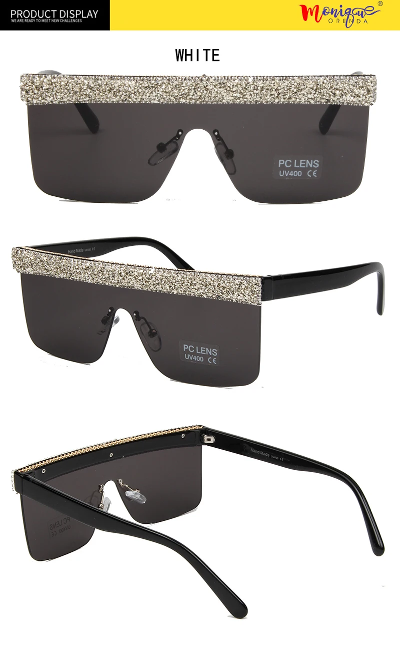 Солнцезащитные очки больших размеров, мужские винтажные Брендовые очки для вождения, женские солнцезащитные очки, стразы, плоская оправа, большая оправа, ретро очки, UV400