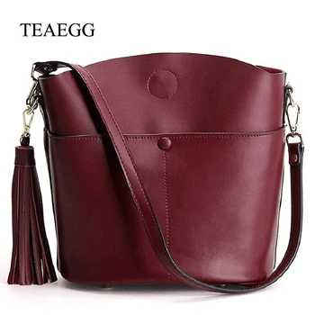 

TEAEGG Women's Handbag High Quality 30CM bag handbag Litchi Grain Clemence leather shoulder bag