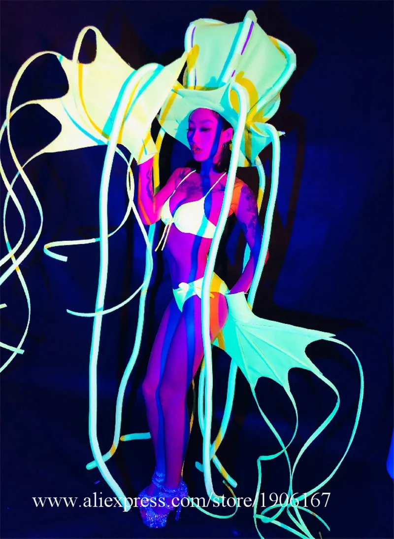 Fluorescent Octopus Bar Gogo Costume2