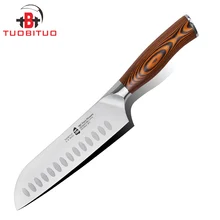 Sehr schöne 7 “180mm santokumesser japanischen stil multi küche kochmesser kohlenstoffstahl holzgriff für vater Weihnachten geschenk