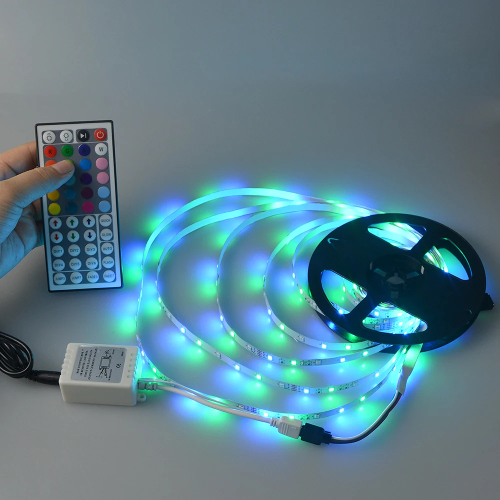 24/44 кнопочный светильник с дистанционным управлением 2835 Led RGB, 5 м/рулон, 60 светодиодов/м, декоративный светильник для гостиной, спальни, автомобиля, витрины