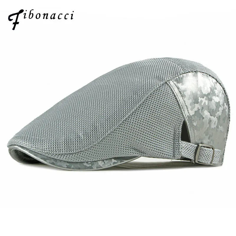 

Fibonacci 2019 New Summer Mesh Patchwork Newsboy Cap Vintage Classic Men Women Ivy Flatcap Berets Hats