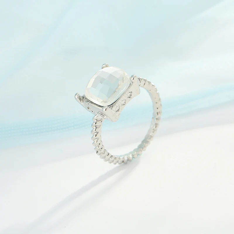 Fashion Desgin Wedding Ring Big Square White Stone Rings For Women