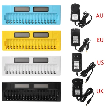 

LCD Intelligent Battery Charger Two Speedy Smart Charger w/ 16 Battery Slots for 1.2V Ni-MH Ni-CD AAA AA Batteries