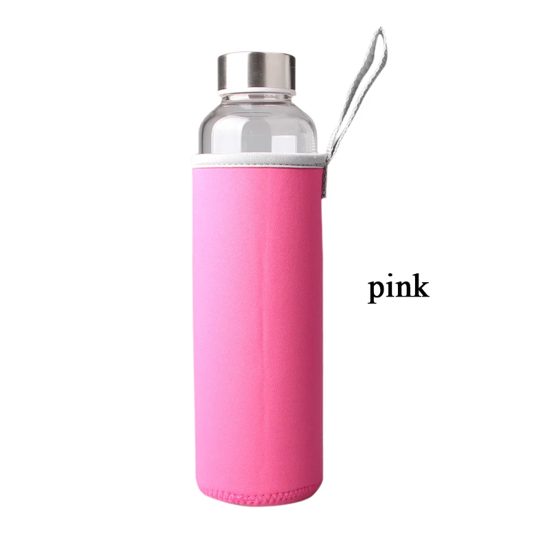 Luluhut посуда для путешествий портативная бутылка дизайн стеклянная бутылка для воды прозрачная бутылка для воды чайная стеклянная бутылка для питья - Цвет: Pink cup cover