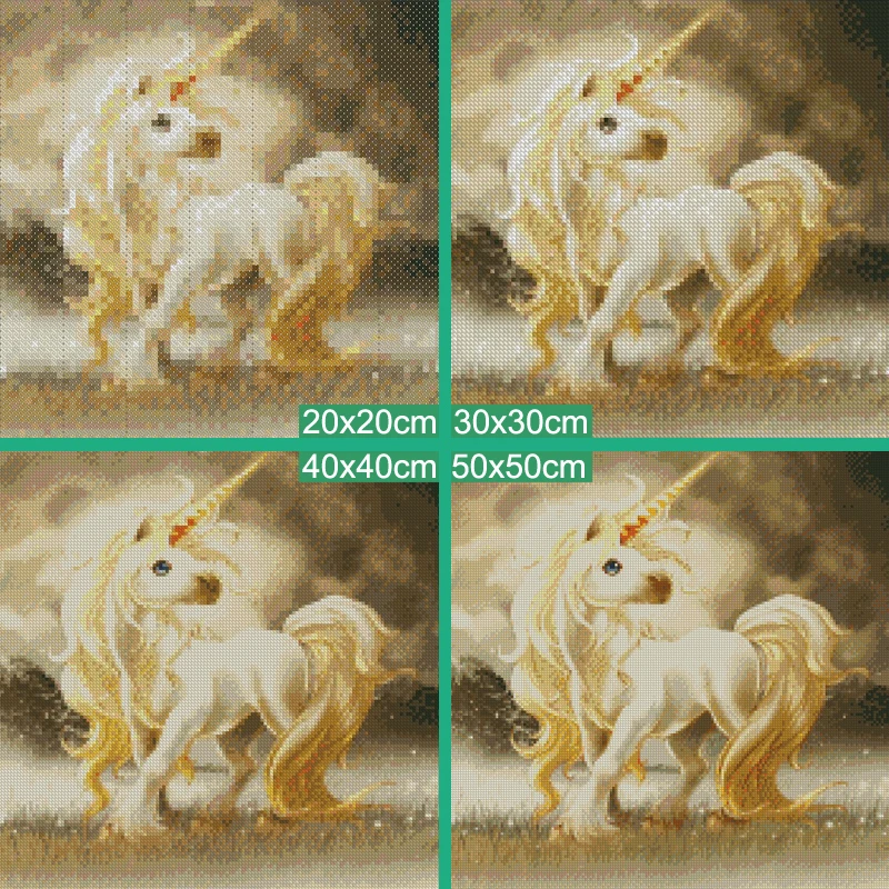 Meian Penuh Berlian Bordir Hewan Unicorn 5d Berlian Lukisan