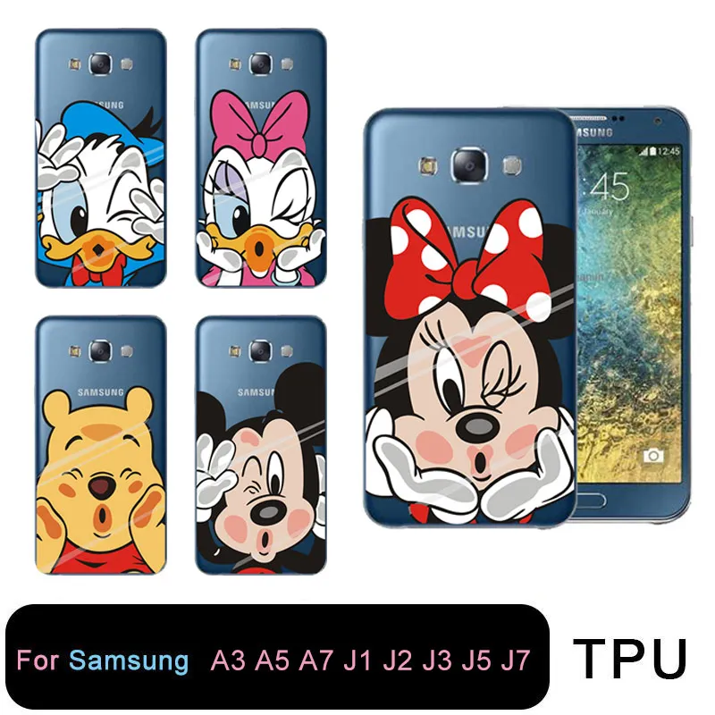 Soft Tpu Clear Phone Case For Samsung Galaxy A3 A5 2016 2017 prime J1 J2 J3 J5 J7 with Minnie Cute Mickey |