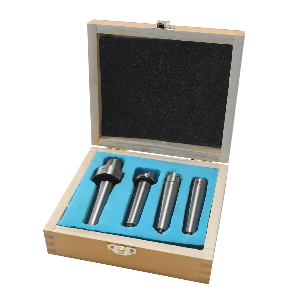 

KKMOON 4PCS/Set Heavy Duty MT2 Wood Lathe Live Center Set Drive Spur Cup Kit Arbor Case Wood Turning Tools Lathe Cutter
