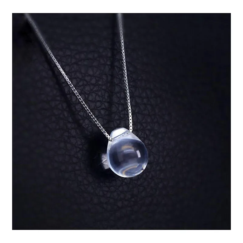 

Romantic White Crystal Tear Waterdrop Choker Pendant Necklaces Real 925 Sterling Silver Box Chain Fine Jewelry For Women 528008