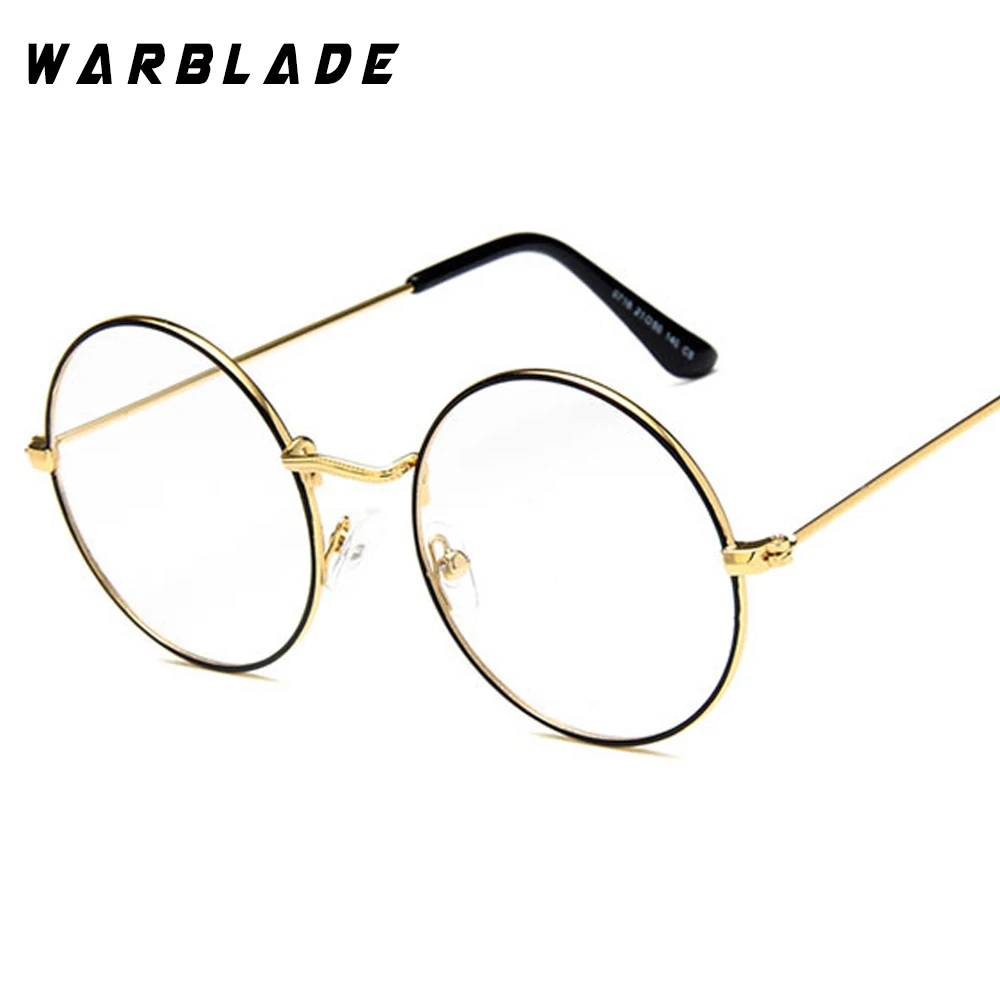 WarBLade винтажные круглые прозрачные очки, оптические очки для женщин, прозрачные очки, оправа для очков, поддельные очки - Цвет оправы: gold black