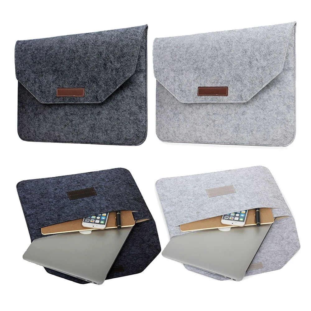 Slim Wool Felt For Macbook Pro Retina 13 15 Sleeve Bag Notebook Flip