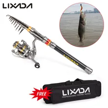 Lixada телескопическая катушка спиннинга комбо полный комплект катушка спиннинга из углеродного волокна+ Сумка-переноска Чехол Набор рыболовных снастей для pesca