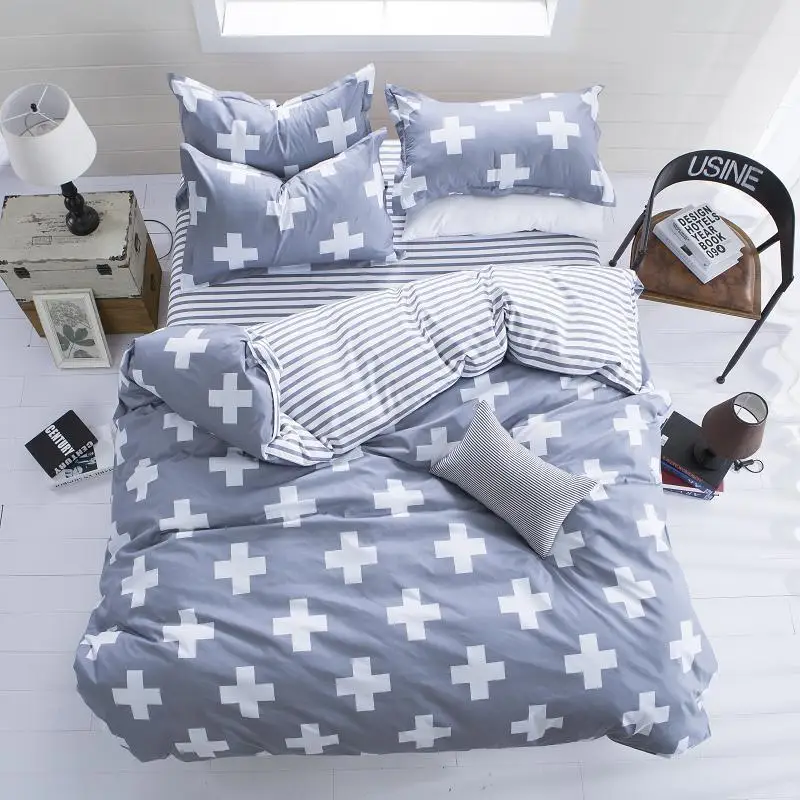 

New Fashion Bedding Set 4pcs/3pcs Duvet Cover Sets Soft Polyester Bed Linen Flat Bed Sheet Set Pillowcase Home Textile Drop Ship