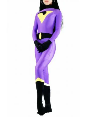 Dark blue & purple & yellow DC Comics The Wonder Twins Jayna Spandex Superhero Costume Halloween Co