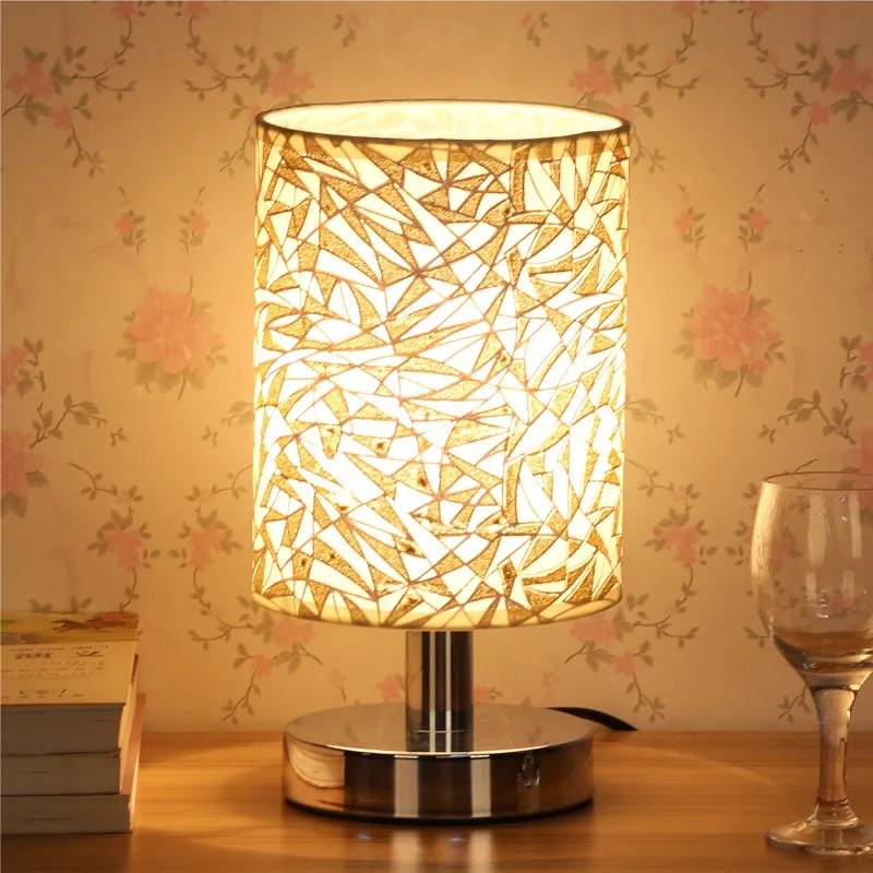 Светодиодный светильник для спальни, гостиной, тканевая прикроватная лампа E27, лампа для кровати, арт-деко, лампа из нержавеющей стали