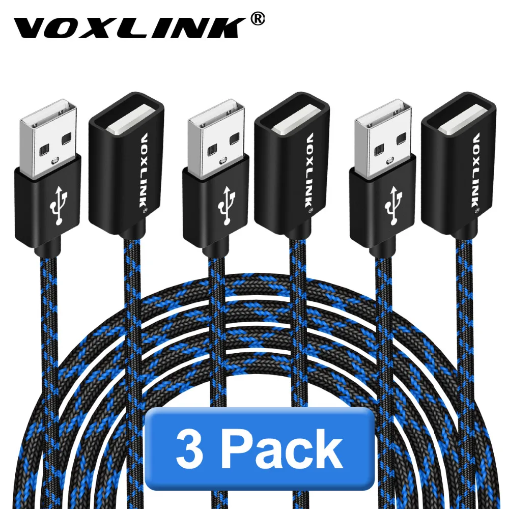 USB Extension cable VOXLINK 3 Pack USB 2.0 Male to Female USB Extension Data Sync Cord Cable Adapter Connector For PC Laptop USB Extension cable VOXLINK 3 Pack USB 2.0 Male to Female USB Extension Data Sync Cord Cable Adapter Connector For PC Laptop