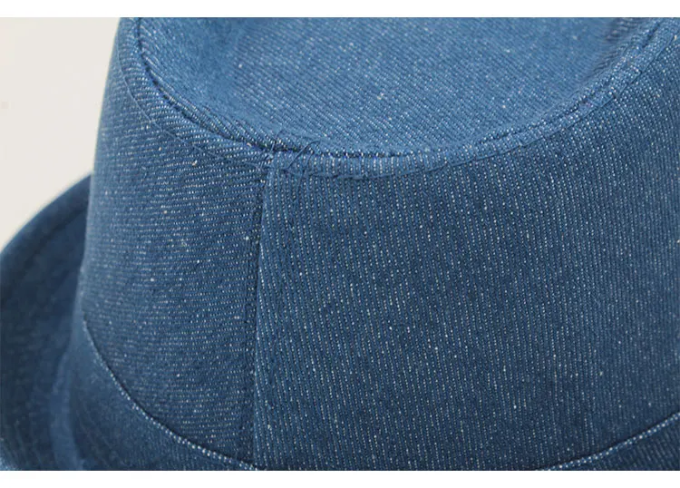 Women Men's Classic  Structured Gangster Trilby Fedora Hat mens panama men fedora hat denim (16)