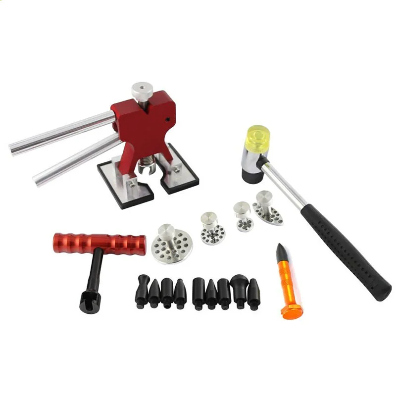 

PDR Dent Lifter Kit red puller T-bar glue with Glue Puller Tabs & Rubber Hammer PDR Knock Down Tools