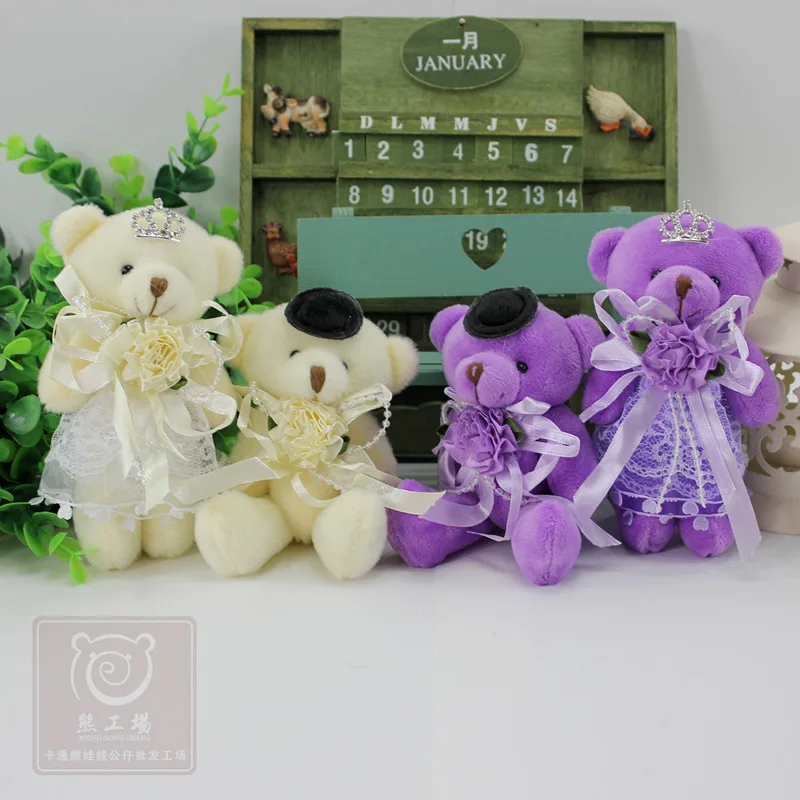2 piezas Weeding decoración regalos Mini muñecas del oso de peluche juguetes 14 cm parejas oso de peluche juguetes de peluche de felpa animales peluches de animales