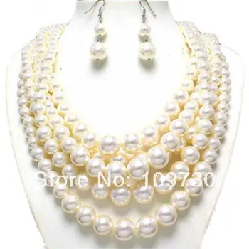 

Jewelry natural south sea white pearl necklace match earrings
