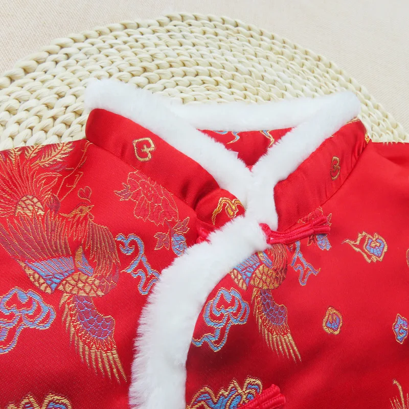Goedkoop Verdikte Katoen Chinese Nieuwe Jaar Kostuum voor Baby Jongens Meisjes Mouwloze Tang Past Borduurwerk Draak Vesten Kinderen Clothings
