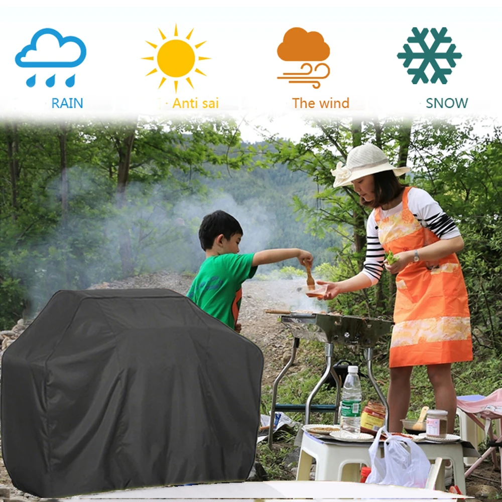 

Black Outdoor Waterproof BBQ Grill Barbeque Cover Rain Grill Barbacoa Anti Dust Protector For Gas Charcoal Electric Barbecue Bag