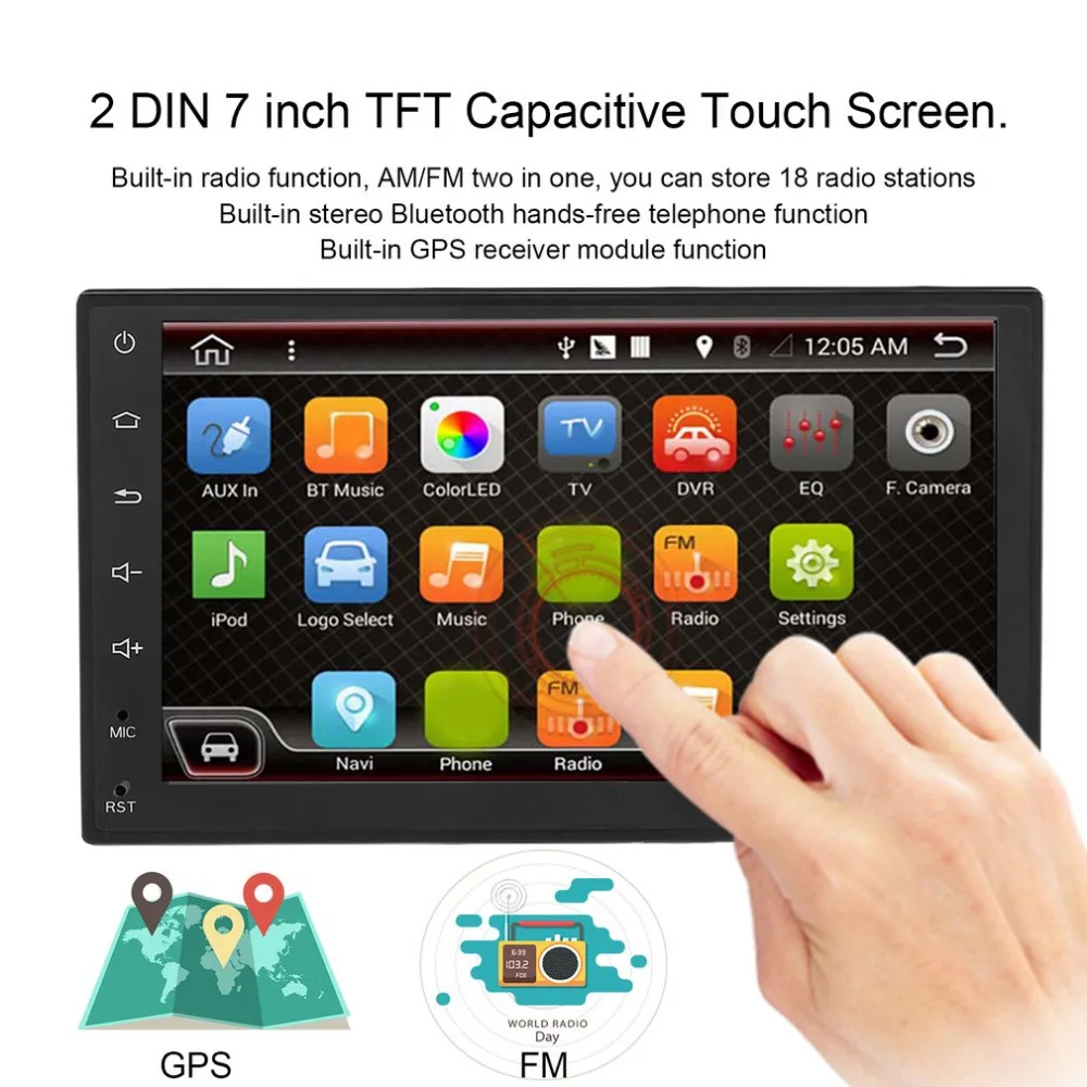 Foval 7 Inch 2DIN Double DIN GPS Navigation font b Car b font MP4 MP5 Video