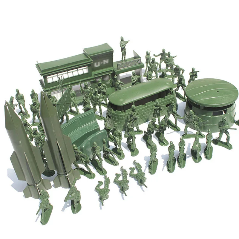 Günstige Weltkrieg 56 teile satz soldat junge sand tabelle modell spielzeug 5 cm soldat Militärbasen Set nostalgischen spielzeug