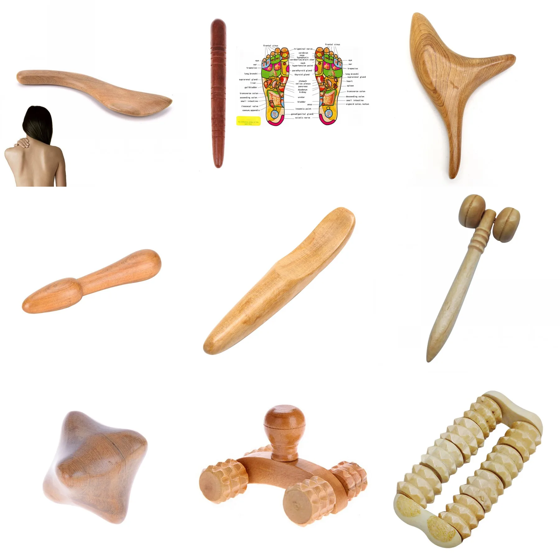 

13 Style Wooden Foot Body Massage Stick Acupuncture Foot Reflexology Massager Blood Circulation Massager Massage Stick Tool