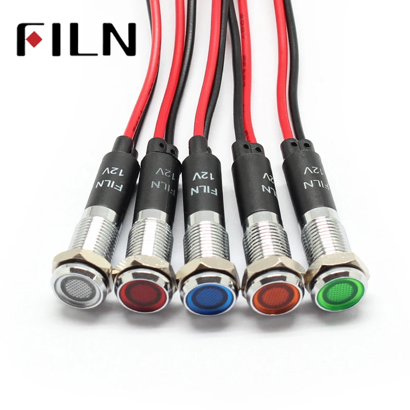LED-Anzeige Warnsignal Licht 8mm Gewinde Metall 6V 12V 24V 220V Plattenmont M5C7