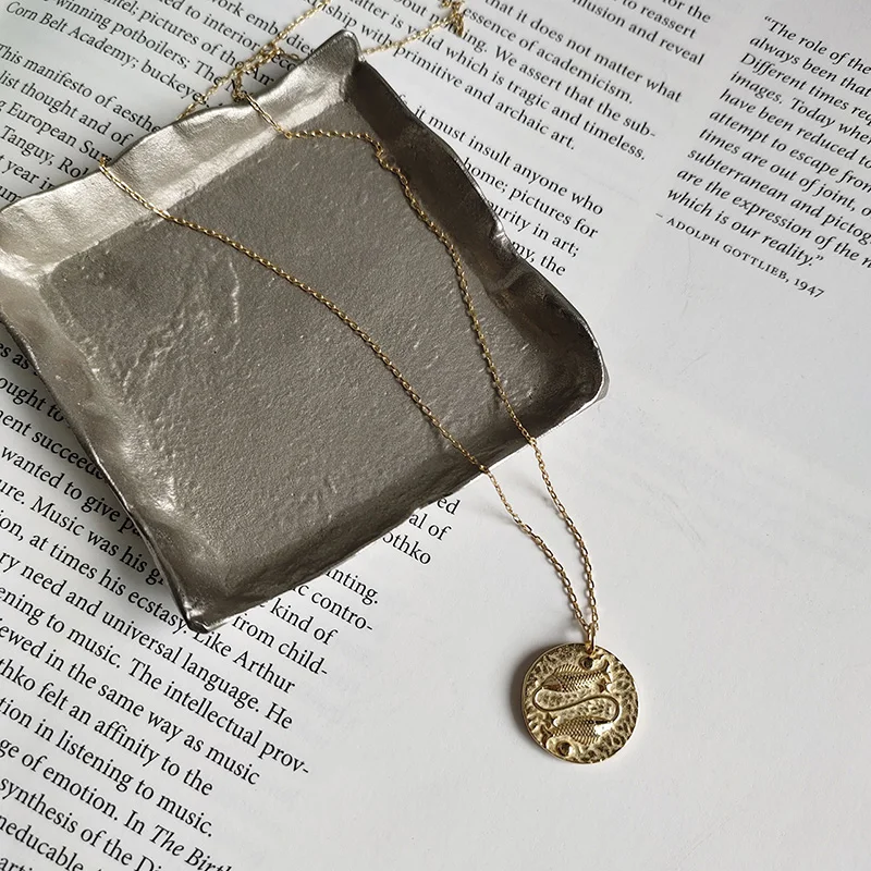 WTLTC 925 пробы серебряные Чокеры с рыбками для женщин барокко Созвездие монета ожерелье медальон диск чокер ювелирные изделия