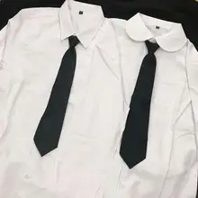 Школьная форма с заостренным круглым воротником для девочек, рубашка с длинными рукавами для женщин и мужчин, японская школьная форма, хлопковая белая Простая рубашка JKA4