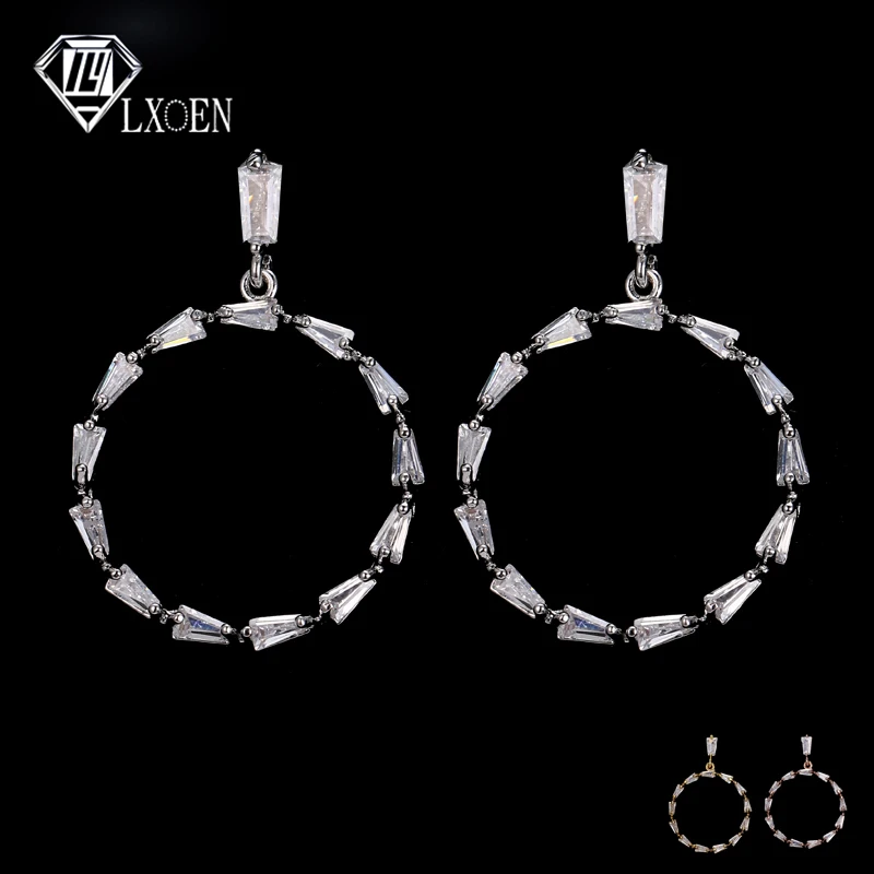 

club factory Luxury Round Women Party Hoop Earrings With AAA CZ Crystal Hoops Earrings Gift Pendientes Jewelry Bijoux
