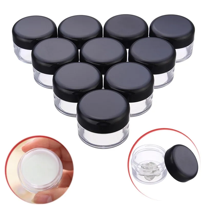 10Pcs 20ml Plastic Clear Empty Pot Jar Refillable Bottle Nail Art Bead Storage Case Cosmetic Skin Care Cream Sample Container 100 pcs cosmetic bottle screw flat cover beautiful beauty skin care bottle washing and bathing dew storage container 20ml