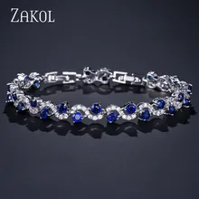 Модные женские браслеты с кубическим цирконием, королевский синий камень, 4 цвета на выбор, женские свадебные украшения, рождественский подарок, FSBP170